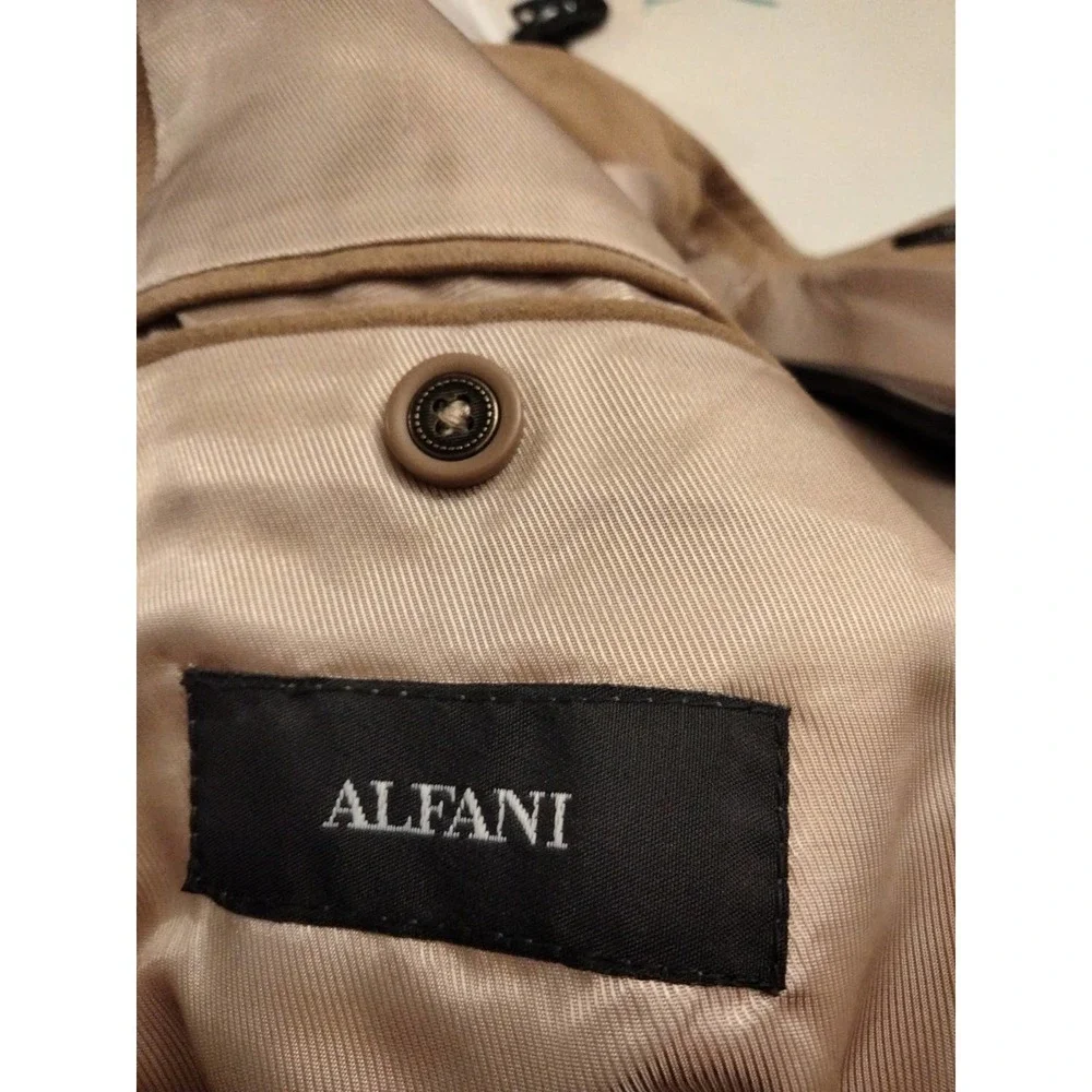 Beige Tan Faux Suede 3 button Men Blazer Size 44 L - Picture 7 of 10